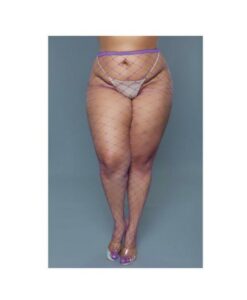 Bewicked Oversized Fishnet Pantyhose Purple Queen Size