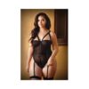 Curve Pamela Caged Teddy With Detachable Garters 3x/4x Black