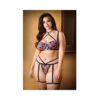Curve Antoinette Harness Bra And Matching Caged Panty With Detachable Leg Harness 1x/2x Pink/black
