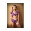 Tease Kate Lace Tie Front Crop Top With Matching Tap Panty M/l Amethyst