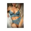 Vixen Teal Me About It Scalloped Lace Bralette With Matching Panty Os Teal