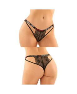 Vibes Fuck Off Buddy Pack 2 Pc. Cutout Lace Panty & Caged Thong L/xl Black