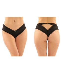 Dahlia Cheeky Hipster Panty With Lace Trim And Keyhole Cutout 6-pack S/m Black