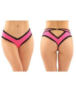 Dahlia Cheeky Hipster Panty With Lace Trim And Keyhole Cutout 6-pack L/xl Pink