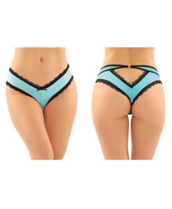 Dahlia Cheeky Hipster Panty With Lace Trim And Keyhole Cutout 6-pack S/m Turquoise