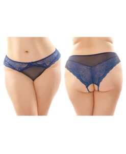 Cassia Crotchless Lace And Mesh Panty 6-pack Q/s Navy