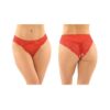 Cassia Crotchless Lace And Mesh Panty 6-pack S/m Red