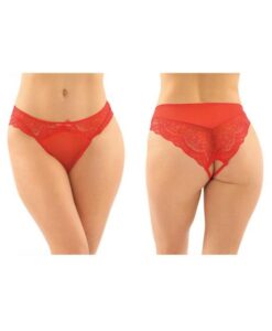 Cassia Crotchless Lace And Mesh Panty 6-pack S/m Red