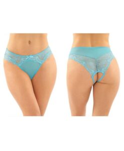 Cassia Crotchless Lace And Mesh Panty 6-pack S/m Turquoise