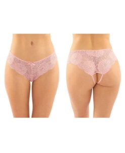 Poppy Crotchless Floral Lace Panty 6-pack L/xl Pink