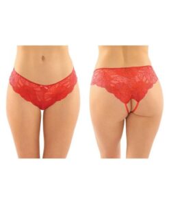 Poppy Crotchless Floral Lace Panty 6-pack S/m Red