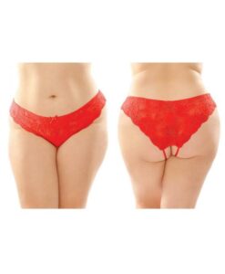 Poppy Crotchless Floral Lace Panty 6-pack Q/s Red