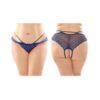 Posey Strappy Lace And Microfiber Crotchless Panty 6-pack Q/s Navy
