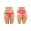 Posey Strappy Lace And Microfiber Crotchless Panty 6-pack S/m Pink