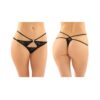 Jasmine Strappy Lace Thong With Front Keyhole Cutout 6-pack L/xl Black