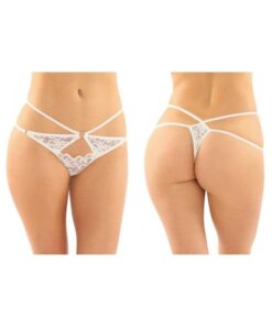 Jasmine Strappy Lace Thong With Front Keyhole Cutout 6-pack L/xl White