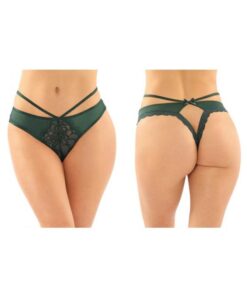 Kalina Strappy Microfiber And Lace Thong With Back Cutout 6pk L/xl Green