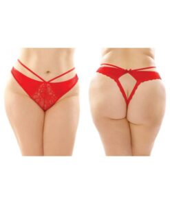 Kalina Strappy Microfiber And Lace Thong With Back Cutout 6-pack Q/s Red