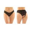 Daisy Crotchless Lace And Mesh Panty With Criss-cross Panel Back 6-pack S/m Black