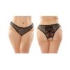 Daisy Crotchless Lace And Mesh Panty With Criss-cross Panel Back 6-pack Q/s Black