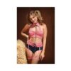 Play Whiskey In A Teacup Costume Collared Halter Top, Garter Belt With Lace-up Detail, Detachable Ga