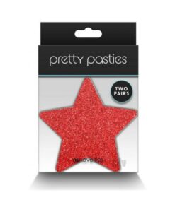 Pretty Pasties Glitter Stars Red/silver 2 Pair