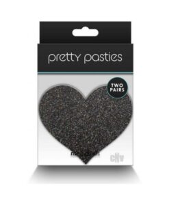 Pretty Pasties Glitter Hearts Black/gold 2 Pair