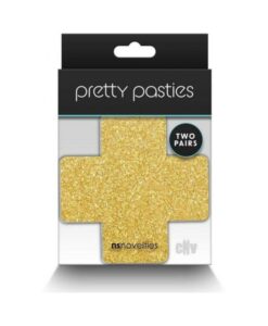 Pretty Pasties Glitter Cross Black/gold 2 Pair