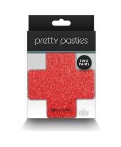 Pretty Pasties Glitter Cross Red/silver 2 Pair