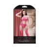 Sheer Afterglow Cutout Teddy With Attached Footless Stockings Berry Pink O/s