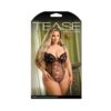 Tease Stevie Floral Embroidered Mesh Bodysuit With Adjustable Shoulder Ties And Snap Closure Black 1