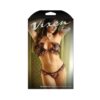 Vixen Heat Waves Floral Print Ruffled Bralette & Matching Thong Panty Black L/xl