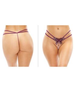 Zinnia Sequin Butterfly Strappy Pearl G-string Purple L/xl