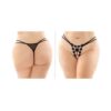 Aster Crotchless Strappy Flower Pearl Thong Black Queen