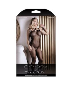 Sheer Uninhibited Crotchless Bodystocking Black O/s