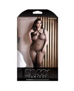 Sheer Uninhibited Crotchless Bodystocking Black Queen