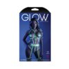 Glow In A Trance Floral Embroidered Open-cup Crotchless Teddy With Attached Leg Garters Neon Chartre