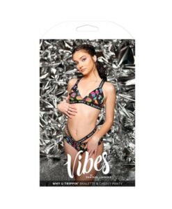 Vibes Why U Trippin' Bralette & Cheeky Panty L/xl Black