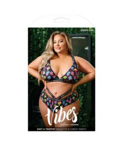 Vibes Why U Trippin' Bralette & Cheeky Panty Queen Black