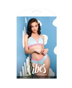 Vibes Fresh Halter Bralette & Booty Short L/xl Light Blue