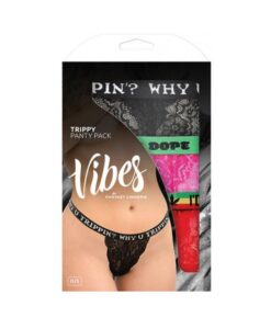 Fantasy Lingerie Vibes Trippy Vibes Pack 3-piece Lace Thong Panty Set Black/red/pink O/s