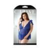 Curve Zara Mesh Babydoll With Shoulder Ties & Matching Panty 1x/2x Blue