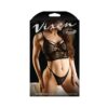Vixen Call Me Yours Longline Bralette With Grommets & Thong Panty Black L/xl