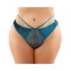 Kalina Velvet Strappy Cut-out Thong With Keyhole Back Teal Queen