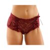 Magnolia Crotchless Lace Boyshort With Lace-up Panel Details Garnet L/xl