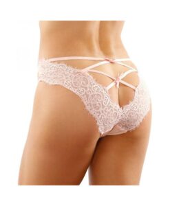 Ivy Lace Bikini Panty With Lattice Cut-out Back Light Pink L/xl