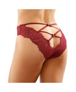 Ivy Lace Bikini Panty With Lattice Cut-out Back Garnet L/xl