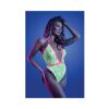 Fantasy Lingerie Glow Spotlight Contrast Elastic Lace Teddy With Snap Closure Neon Green S/m