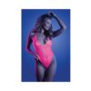 Fantasy Lingerie Glow Electric Haze Criss Cross Back Teddy With Snap Closure Neon Pink L/xl