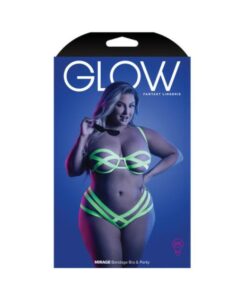 Fantasy Lingerie Glow Mirage Bandage Bra & Panty Neon Lemon Queen Size
